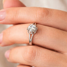 Floral Solitaire 925 Sterling Silver Ring with Moissanite as Diamond Alternative